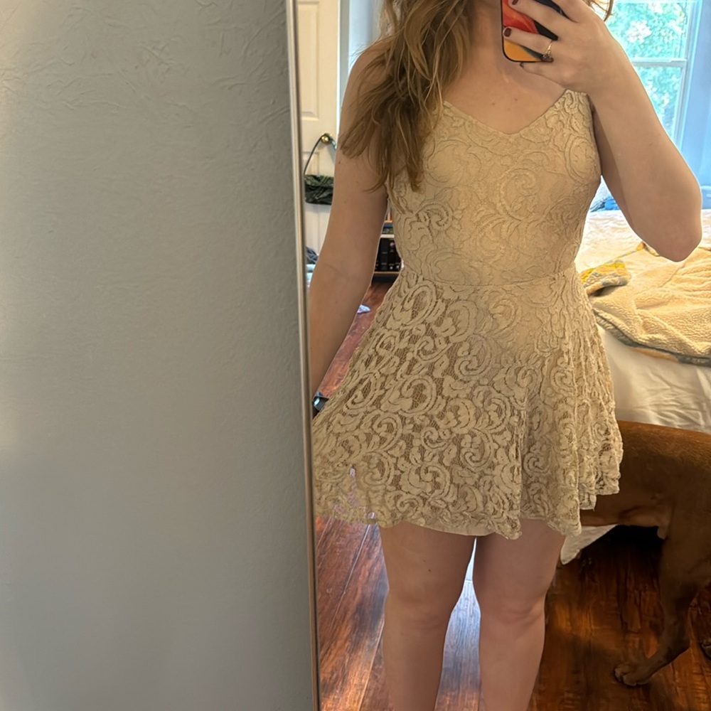 Bebe gold filigree minidress